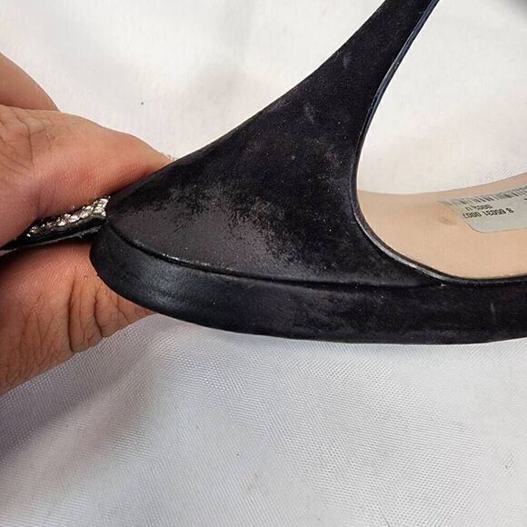 AQUA Women's Infinity Detail High Heel Dress Sandals Jet Crystal/ Black Size 9.5 - Picture 13 of 13